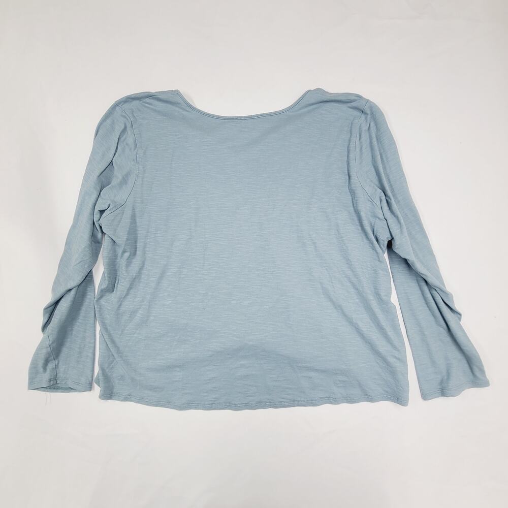 Garnet Hill V-neck top Dusty Blue-Green Faux Wrap Lightweight Casual XL - Picture 2 of 12